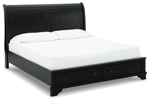 The Chylanta Black King Sleigh Storage Bed sold at Hilton Furniture serving Houston, TX and ...
