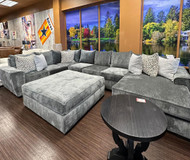 NIR  1174 Sectional 3pc   RAF Chaise , Armless Sofa , LAF Sofa COLOR : Lush Metal  TEXT CYNTHIA 832 212-8792