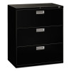 600 Series Three-Drawer Lateral File, 36w x 19-1/4d, Black