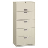 600 Series Five-Drawer Lateral File, 30w x 19-1/4d, Light Gray