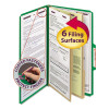 Pressboard Classification Folders, Legal, Six-Section, Green, 10/Box
