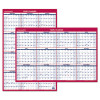 Erasable Vertical/Horizontal Wall Planner, 24 x 36, Blue/Red, 2016