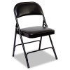 Steel Folding Chair with Two-Brace Support, Padded Back/Seat, Graphite, 4/Carton