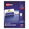 Printable Microperf Business Cards, Inkjet, 2 x 3 1/2, White, Matte, 1000/Box