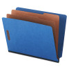 Pressboard End Tab Classification Folders, Letter, Six-Section, Blue, 10/Box