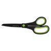 Industrial Scissors, 8" Length, Straight, Carbon Coated Blades, Black/Green