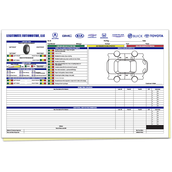 Custom Multi-Point Vehicle Inspection Forms | Car Dealer Depot