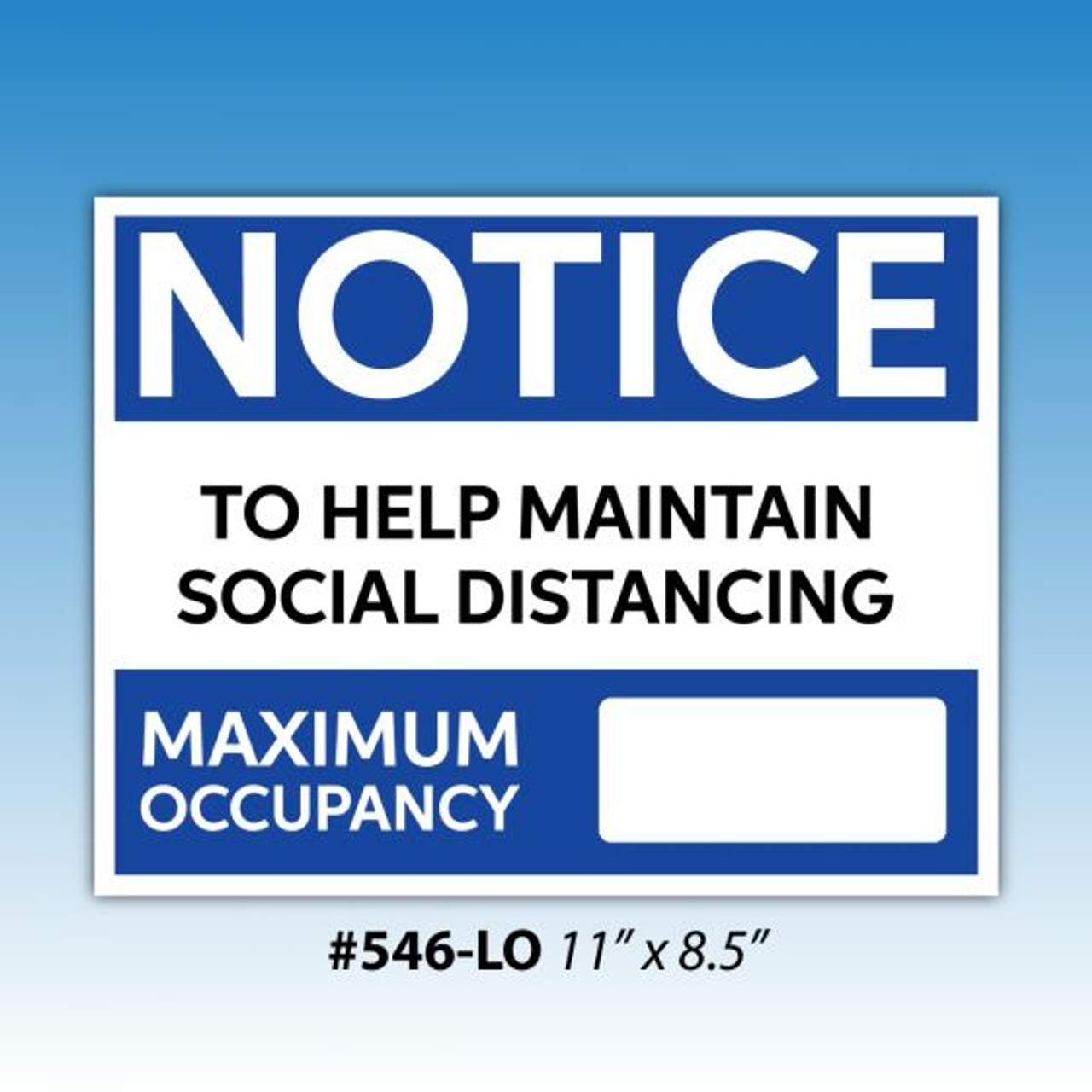 Dry Erase Notice to Maintain Social Distancing 11" x 8.5"