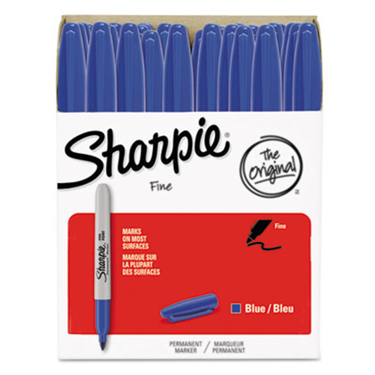 Fine Point Permanent Marker, Blue, 36/Pack