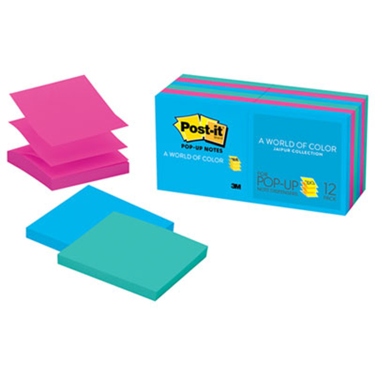 Original Pop-up Refill, 3 x 3, Jaipur, 100/Pad, 12 Pads/Pack