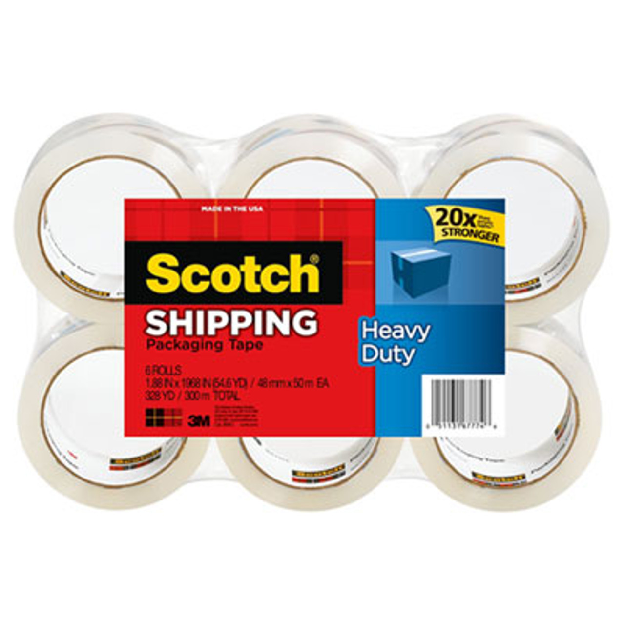 3850 Heavy-Duty Tape Refills, 1.88" x 54.6yds, 3" Core, Clear, 6/Pack