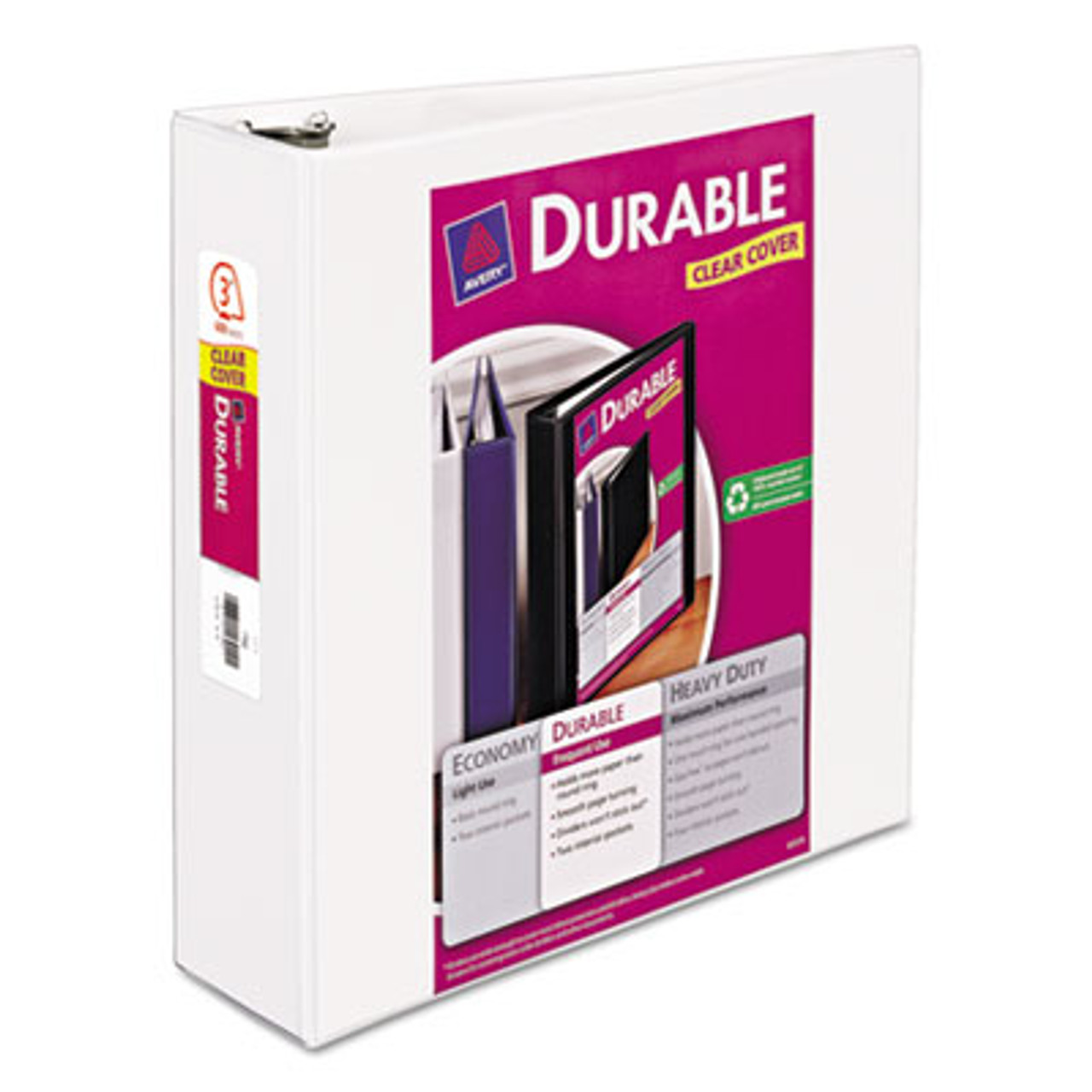 Durable View Binder w/Slant Rings, 11 x 8 1/2, 3" Cap, White