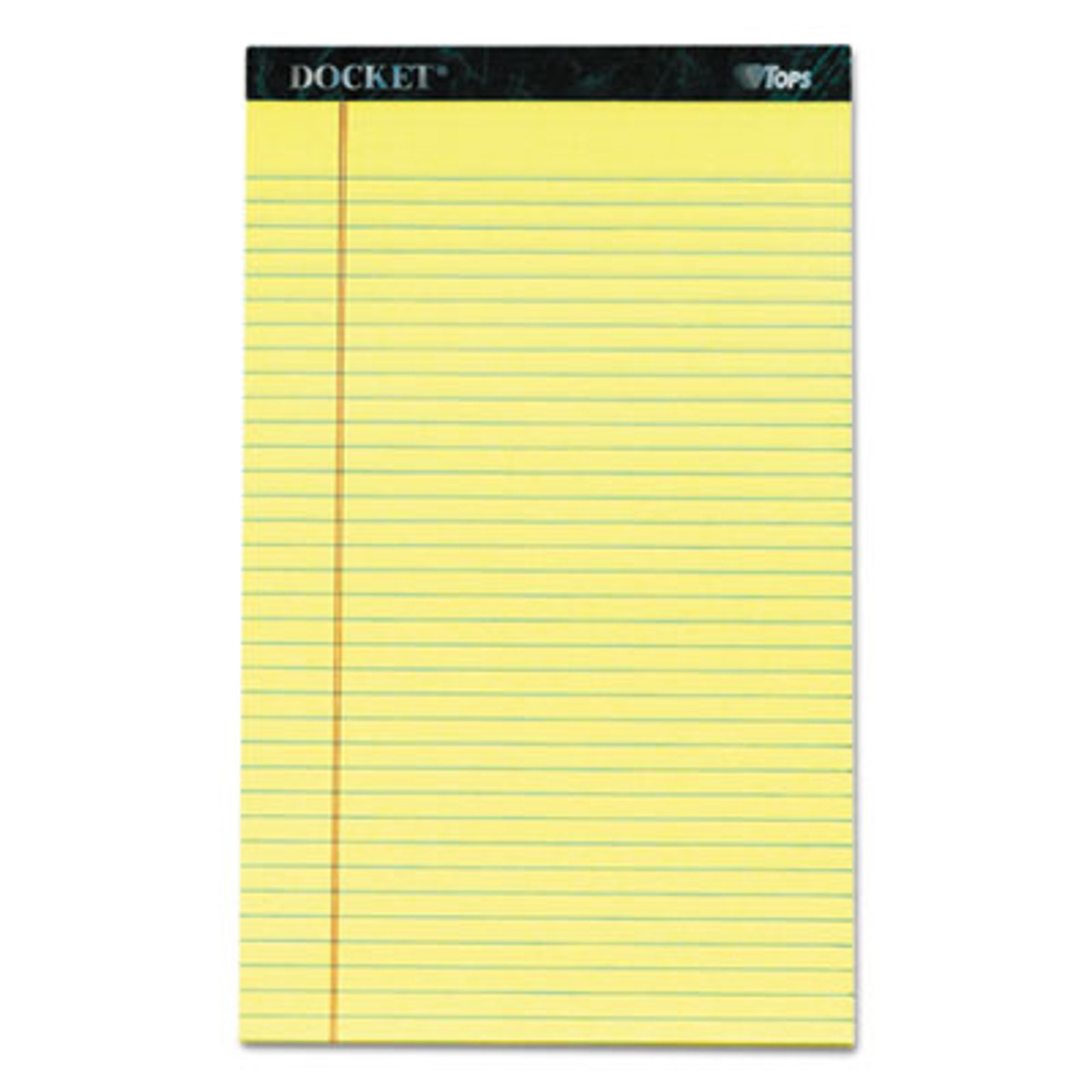 Docket Ruled Perforated Pads, 8 1/2 x 14, Canary, 50 Sheets, Dozen