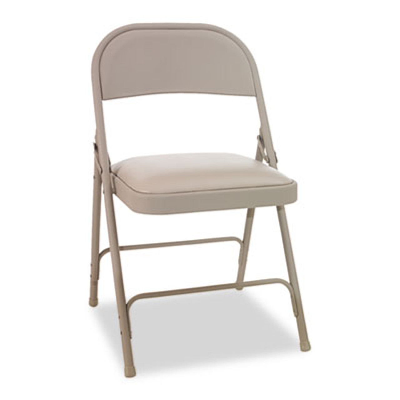 Steel Folding Chair with Two-Brace Support, Padded Seat, Tan, 4/Carton