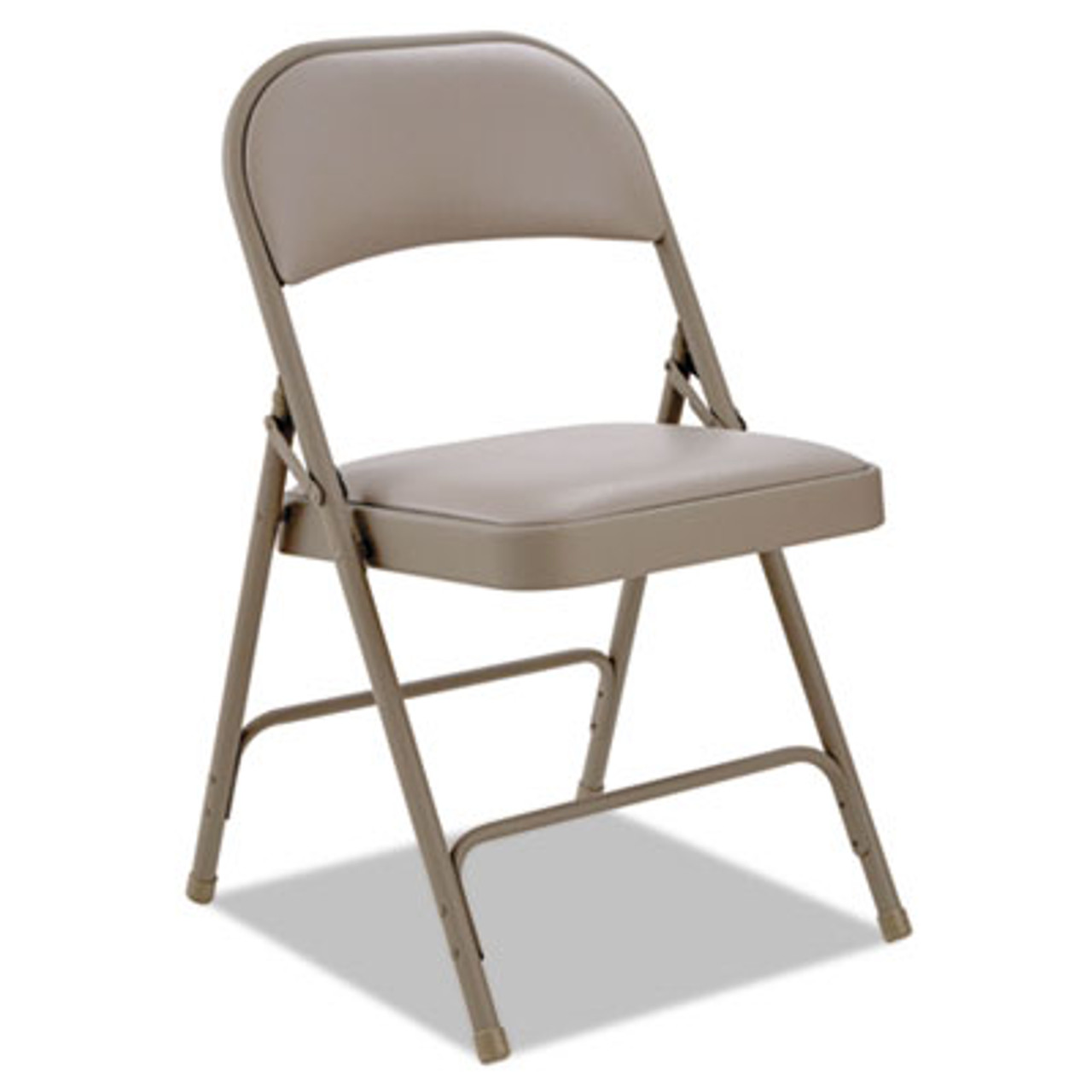 Steel Folding Chair with Two-Brace Support, Padded Back/Seat, Tan, 4/Carton