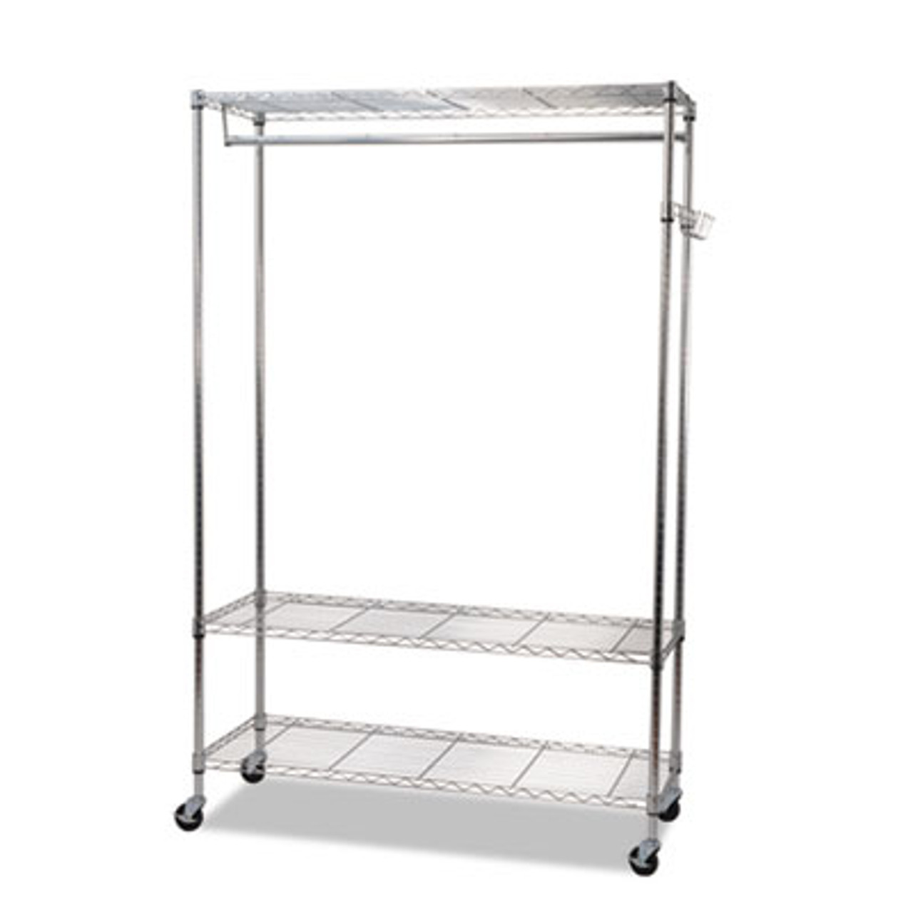 Wire Shelving Garment Rack, Coat Rack, Stand Alone Rack w/Casters, Silver