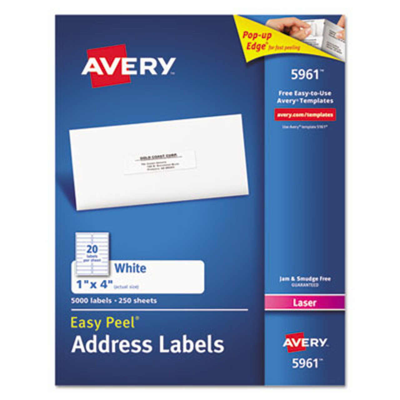 Easy Peel Laser Address Labels, 1 x 4, White, 2000/Box