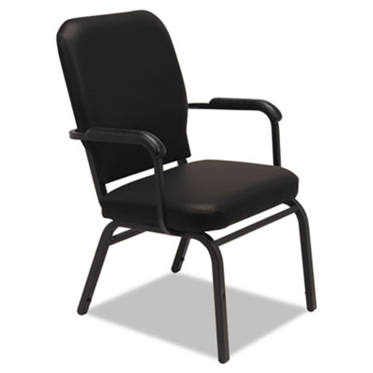 Oversize Stack Chair with Arms, Black Anitmicrobial Vinyl Upholstery, 2/Carton