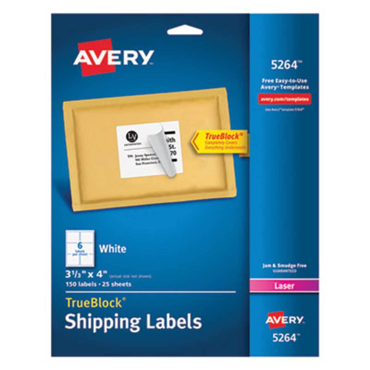 Shipping Labels w/Ultrahold Ad & TrueBlock, Laser, 3 1/3 x 4, White, 150/Pack