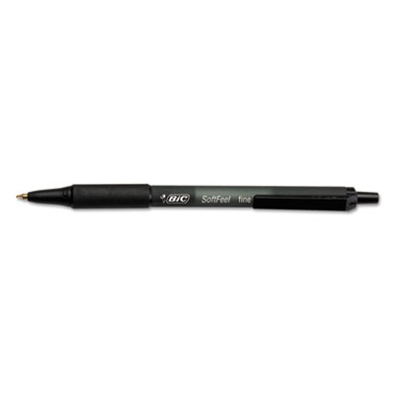 Soft Feel Ballpoint Retractable Pen, Black Ink, .8mm, Fine, Dozen