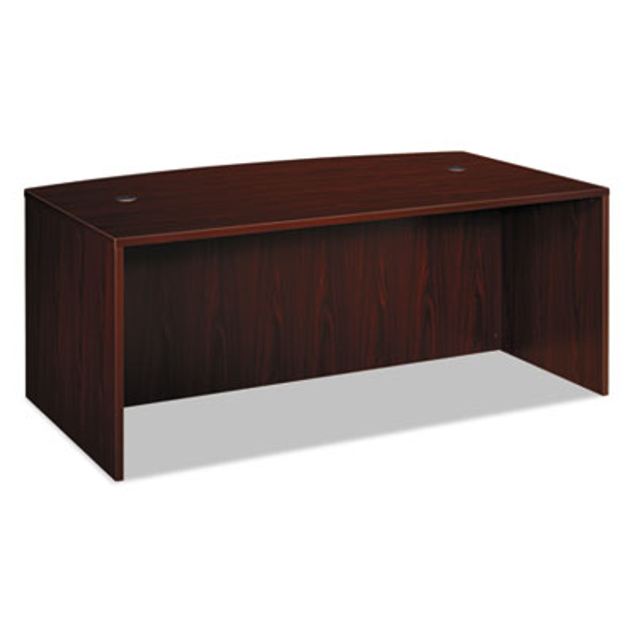 BL Laminate Series Bow Front Desk Shell, 72w x 42w x 29h, Mahogany