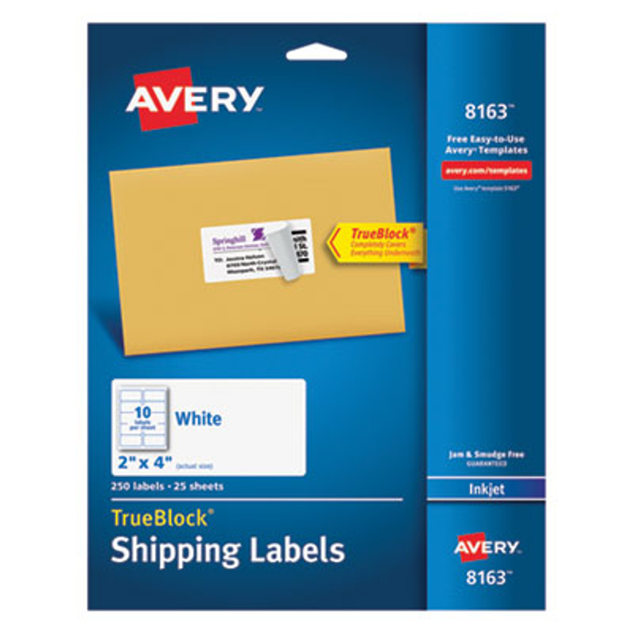 Shipping Labels w/Ultrahold Ad & TrueBlock, Inkjet, 2 x 4, White, 250/Pack