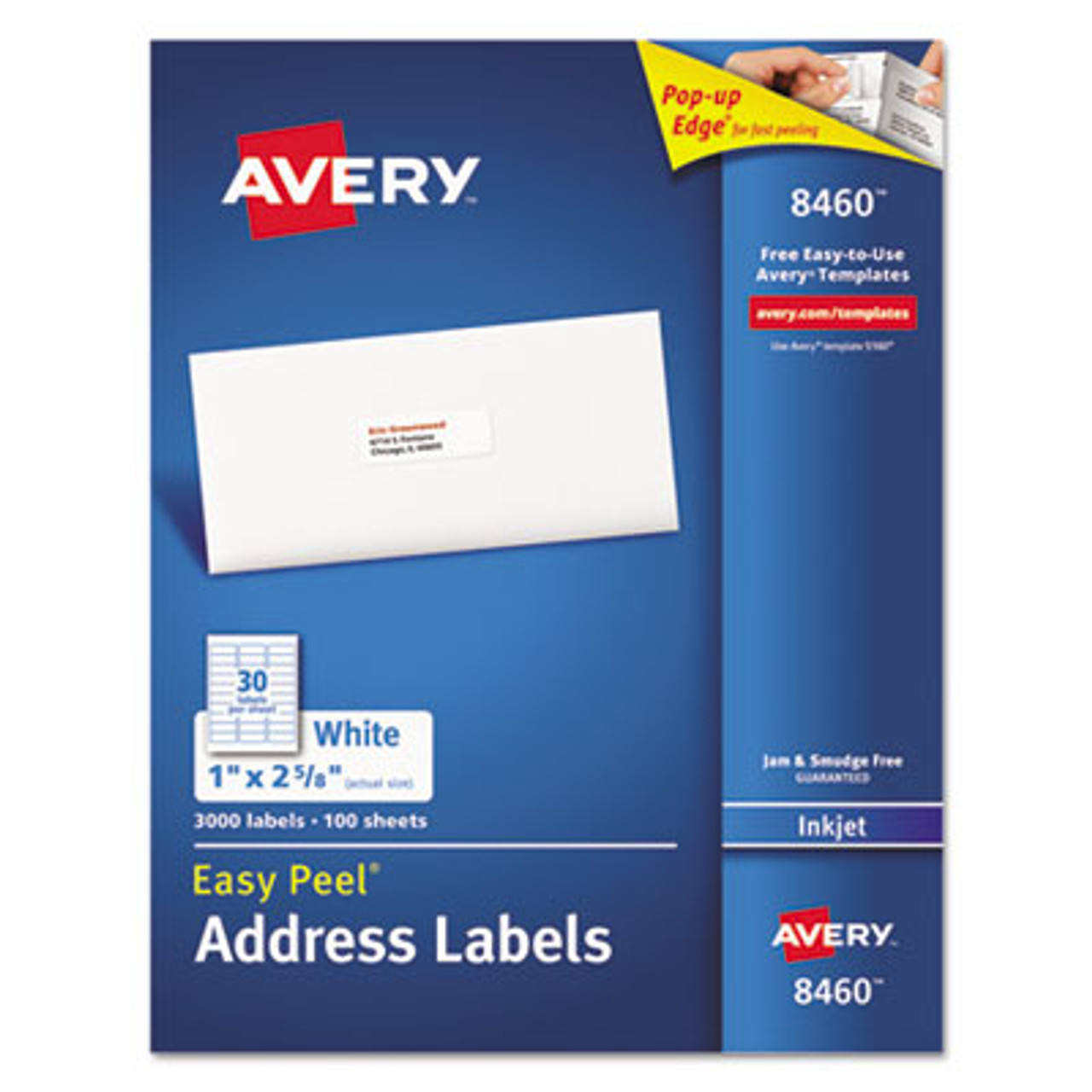 Easy Peel Inkjet Address Labels, 1 x 2 5/8, White, 3000/Box