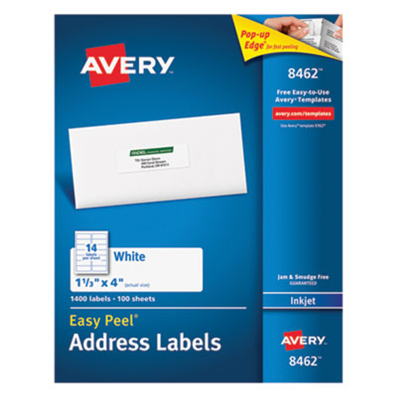 Easy Peel Inkjet Address Labels, 1 1/3 x 4, White, 1400/Box