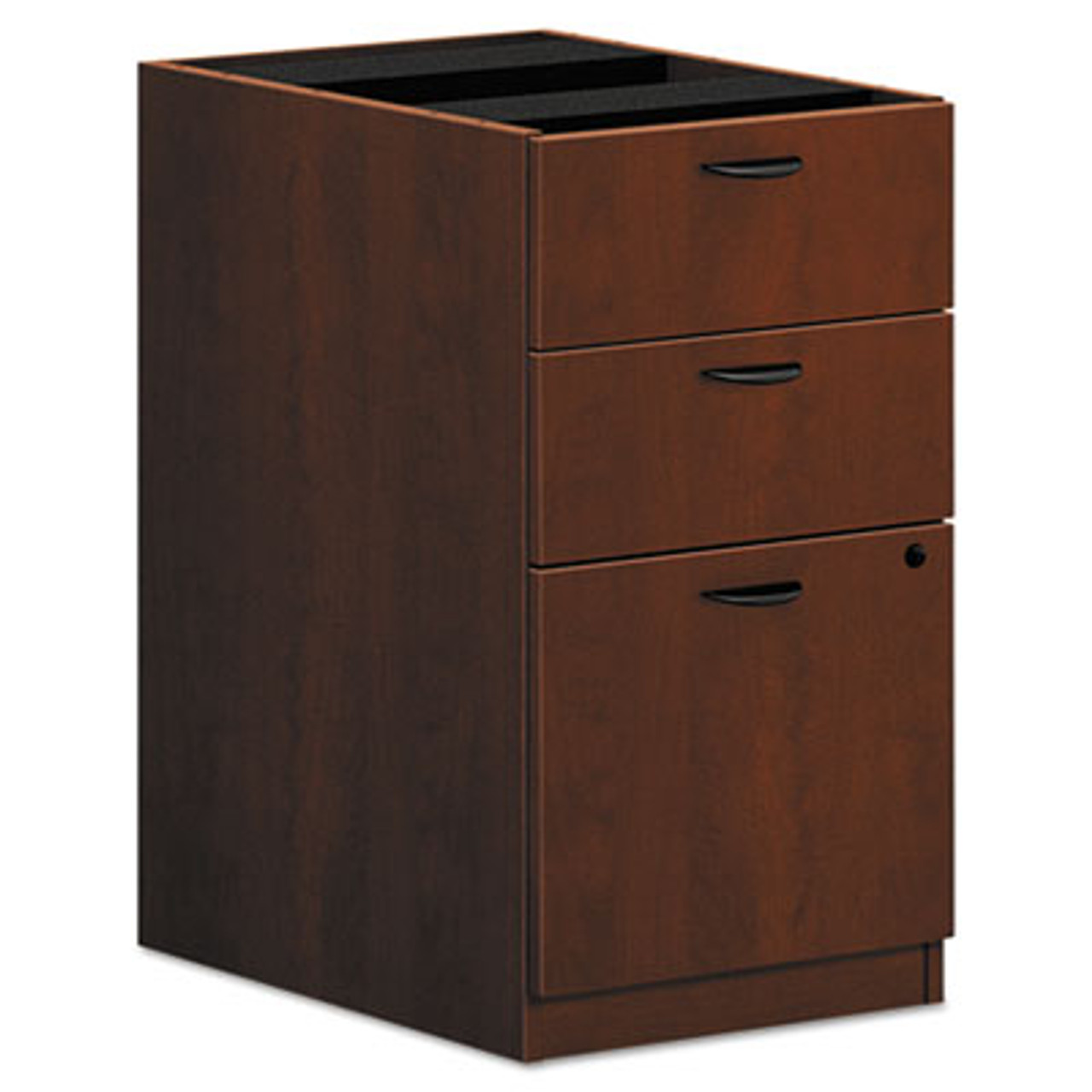 BL Laminate Three Drawer Pedestal File, 15 5/8 x 21 3/4 x 27 3/4, Medium Cherry