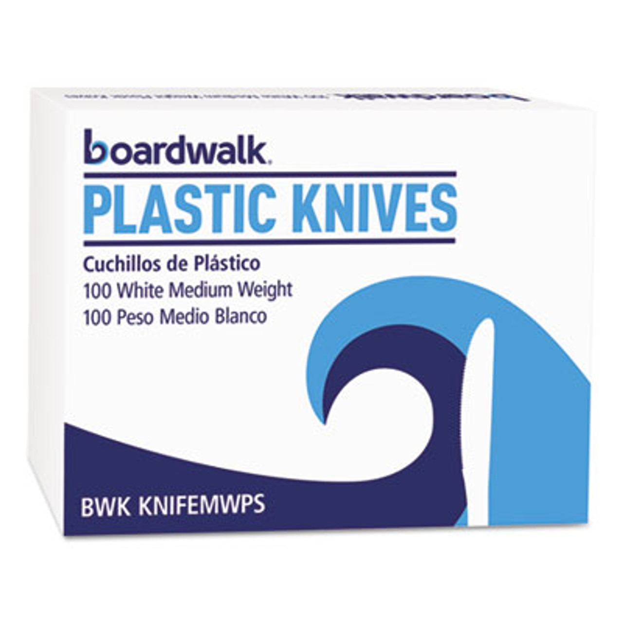 Plastic Tableware, Mediumweight, Knife, White, 10 Boxes of 100/Carton