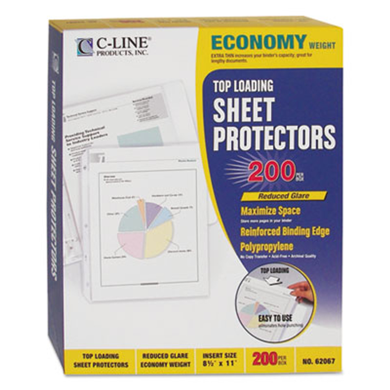 Economy Weight Poly Sheet Protector, Reduced Glare, 2", 11 x 8 1/2, 200/BX