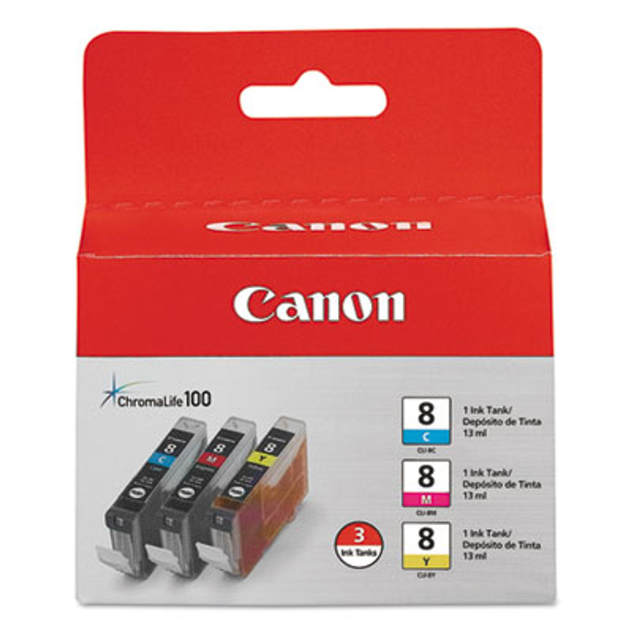 3 Original Ink Cartridges, Canon CLI-8 Color 13ml