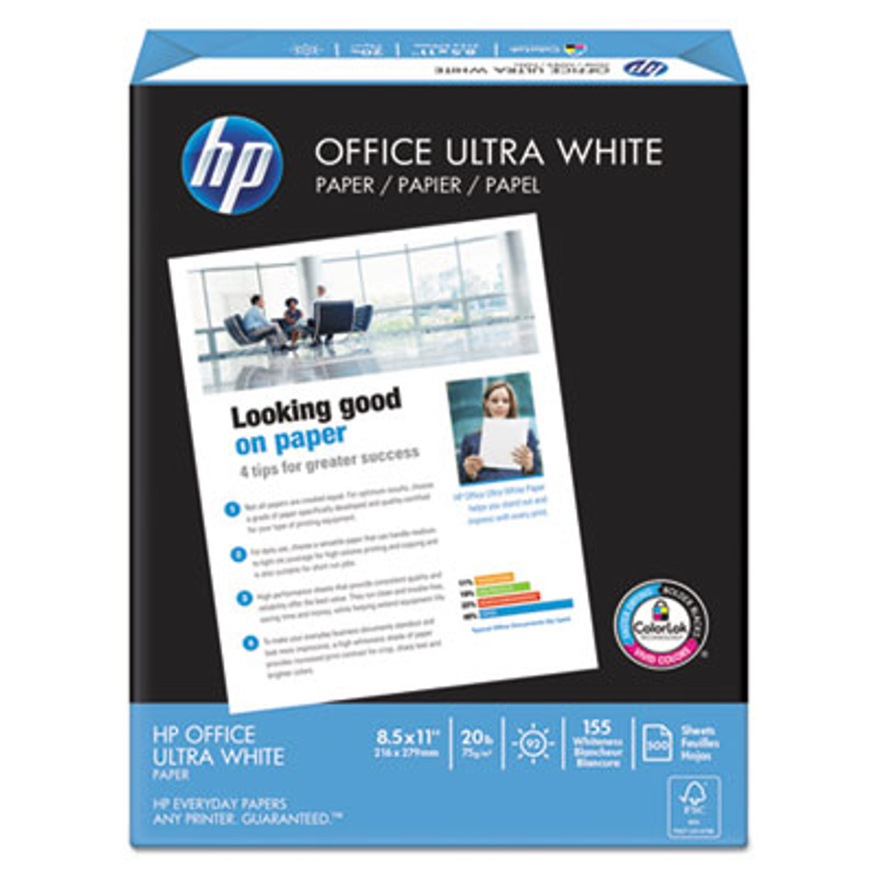 Office Ultra-White Paper, 92 Bright, 20lb, 8-1/2 x 11, 500/Ream, 10/Carton