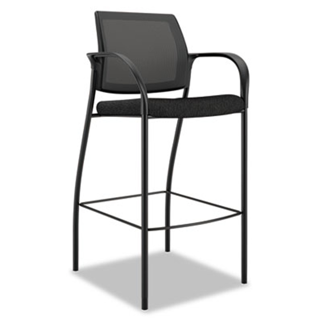 Ignition Series Mesh Back Caf Height Stool, Black Fabric Upholstery