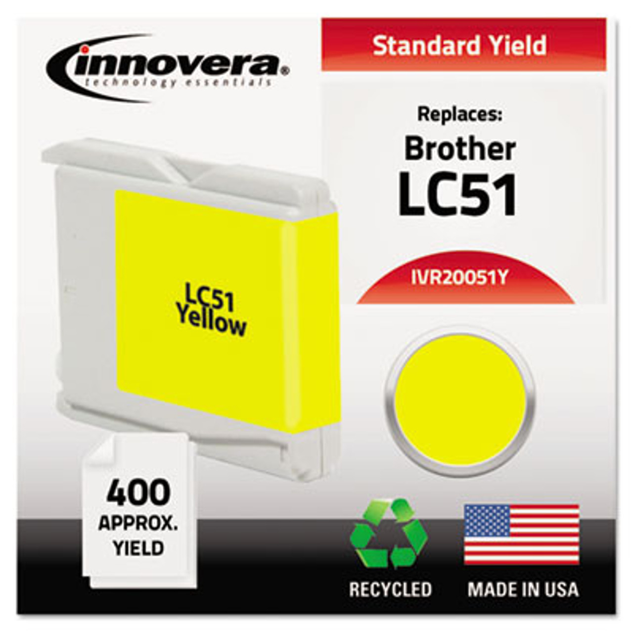 Remanufactured LC51Y Ink, 400 Page-Yield, Yellow