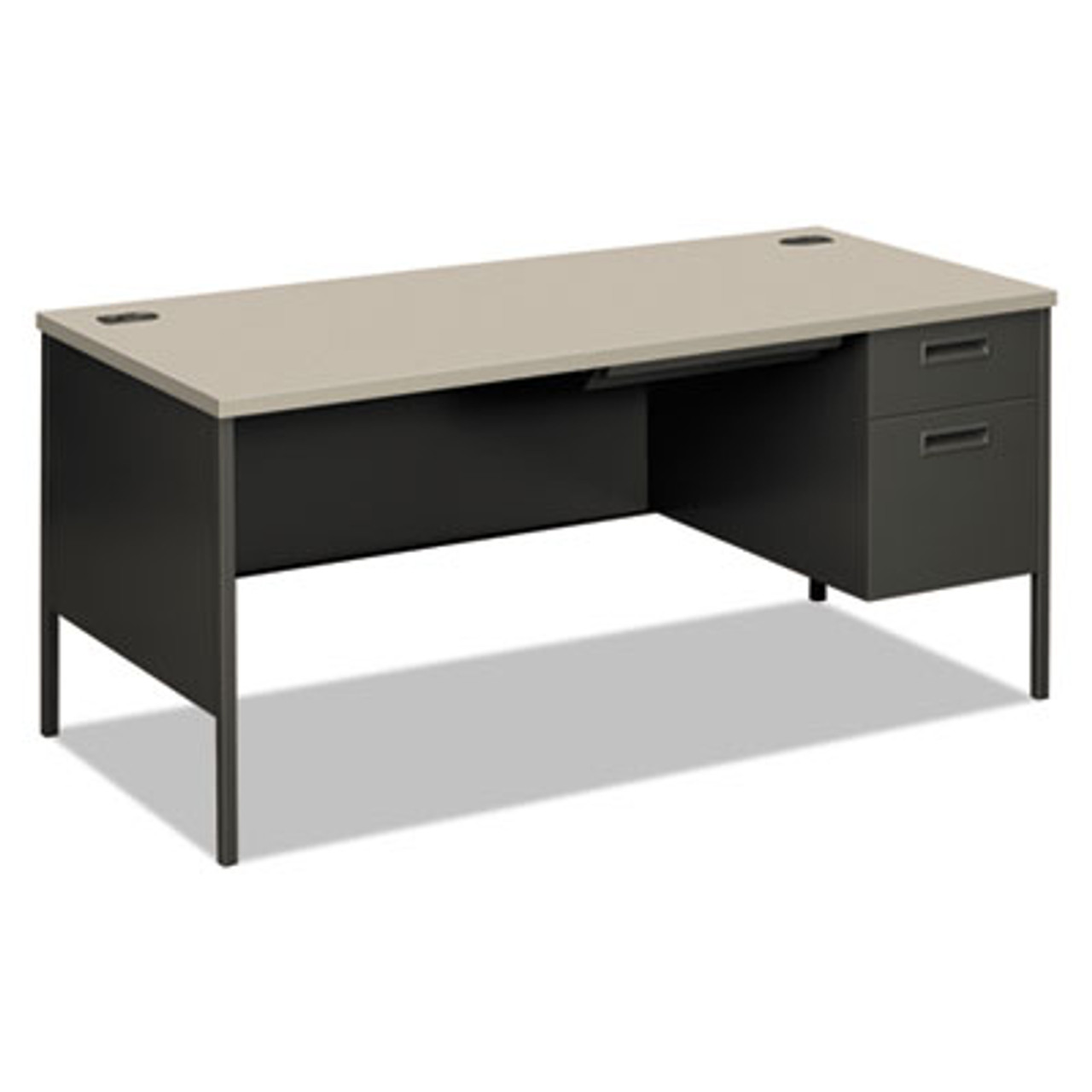Metro Classic Right Pedestal Desk, 66w x 30d, Gray Pattern/Charcoal