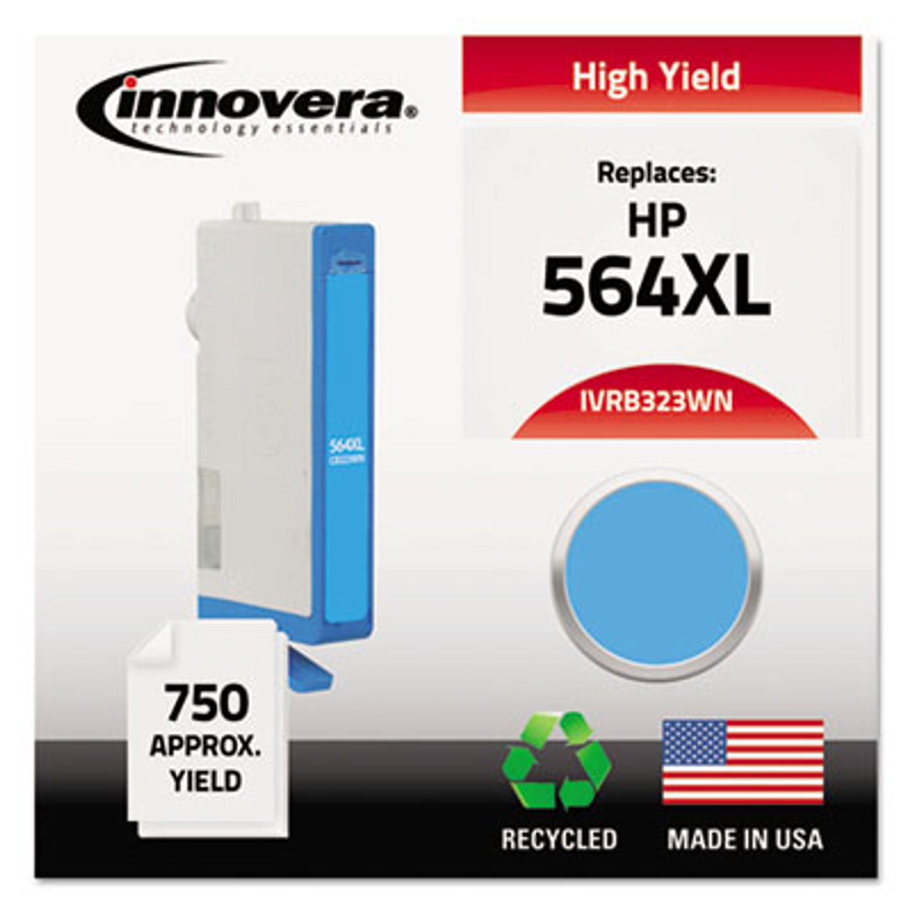 Remanufactured High-Yield CB323WN (564XL) Ink, 750 Page-Yield, Cyan