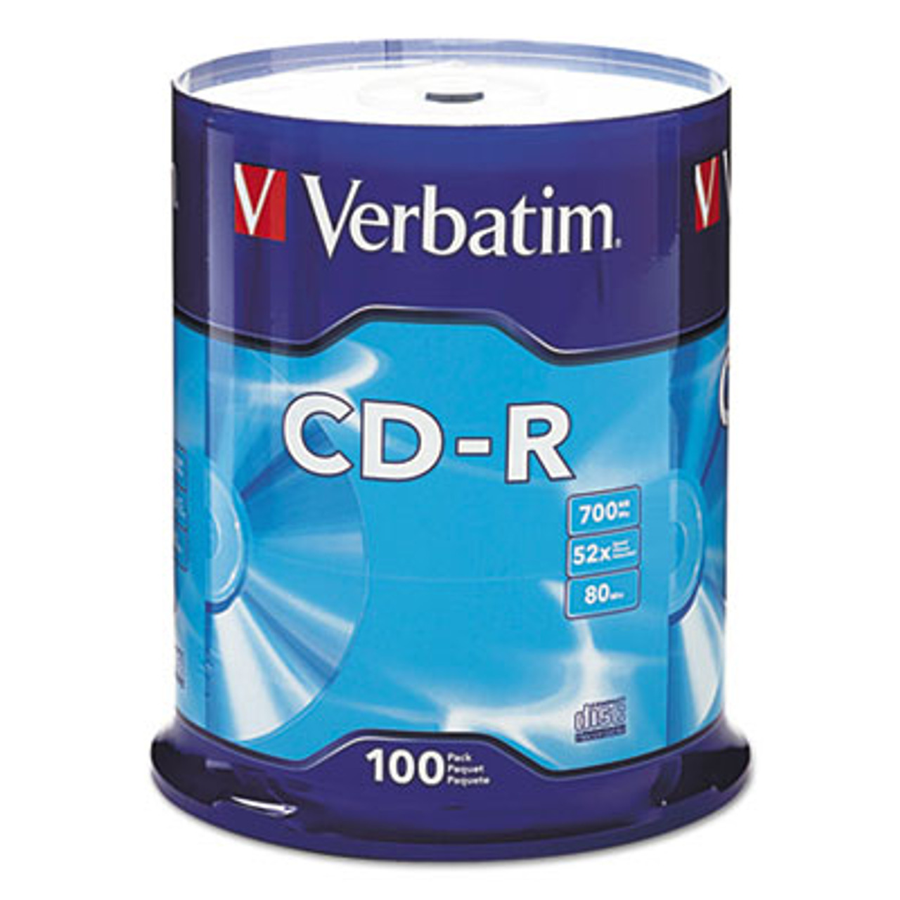 CD-R Discs, 700MB/80min, 52x, Spindle, Silver, 100/Pack