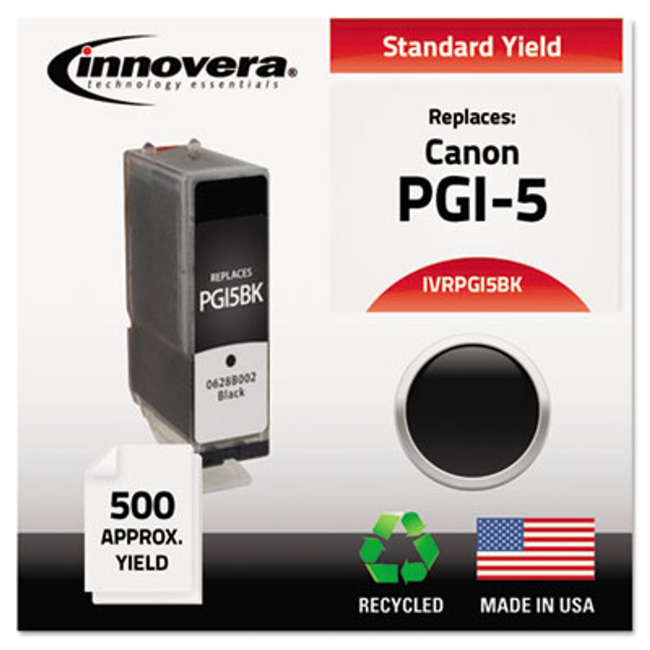 Remanufactured 0628B002 (PGI5BK) Ink, 500 Yield, Black