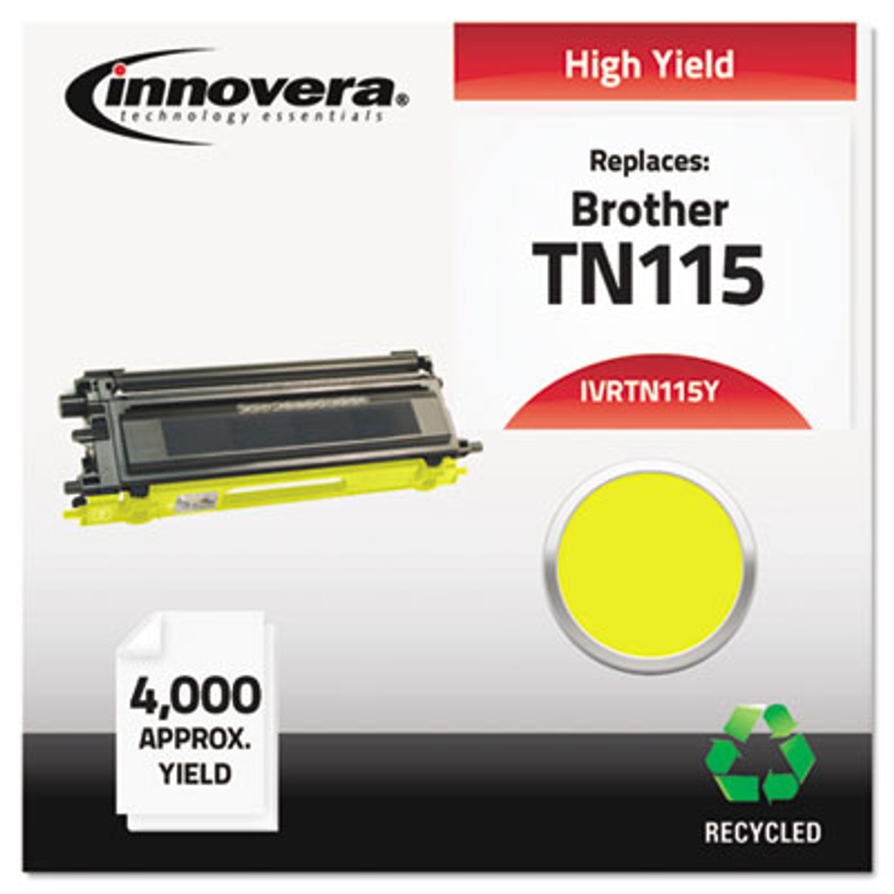 Remanufactured TN115Y Toner, 4000 Yield, Yellow