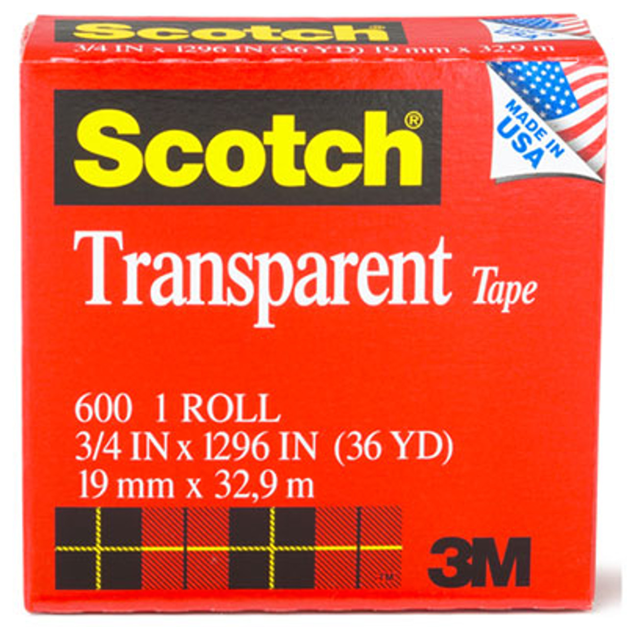 Transparent Tape, 3/4" x 1296", 1" Core, Clear