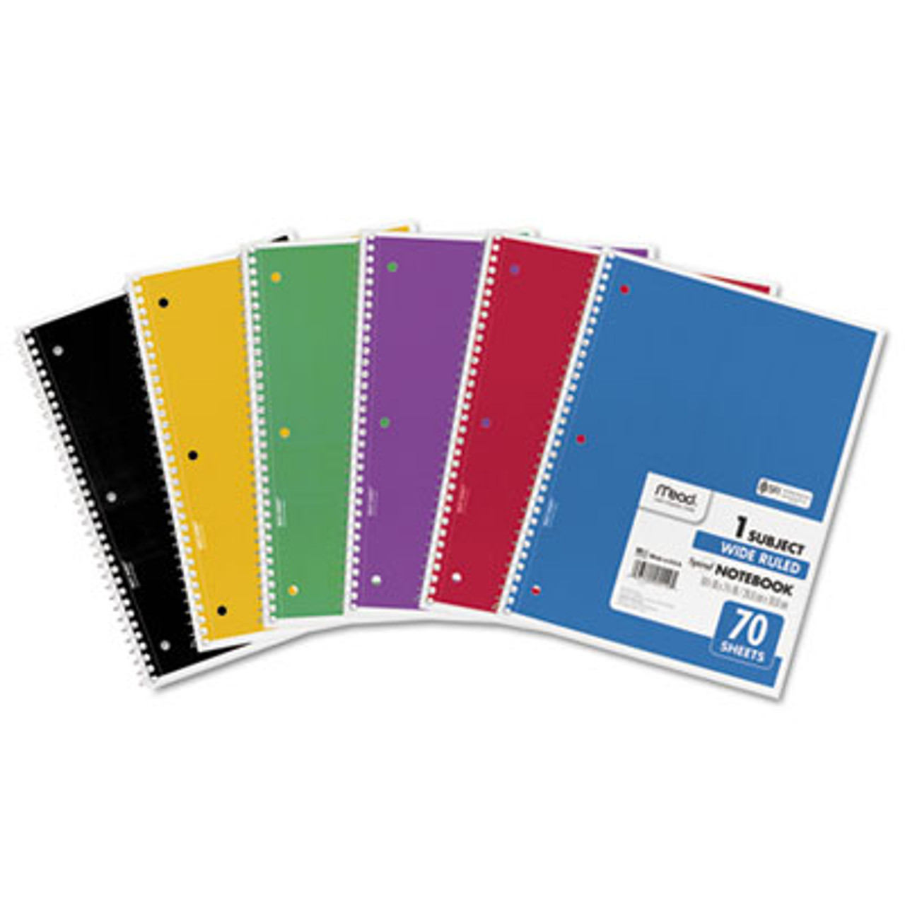 Spiral Bound Notebook, Perforated, Legal Rule, 8 x 10 1/2, White, 70 Sheets