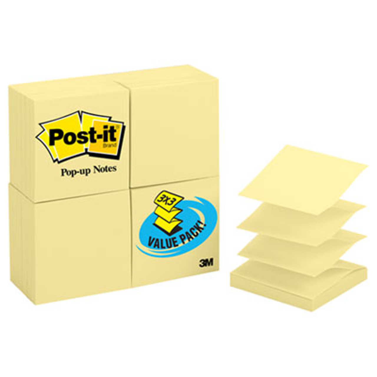 Original Canary Yellow Pop-Up Refill, 3 x 3, 100/Pad, 24 Pads/Pack