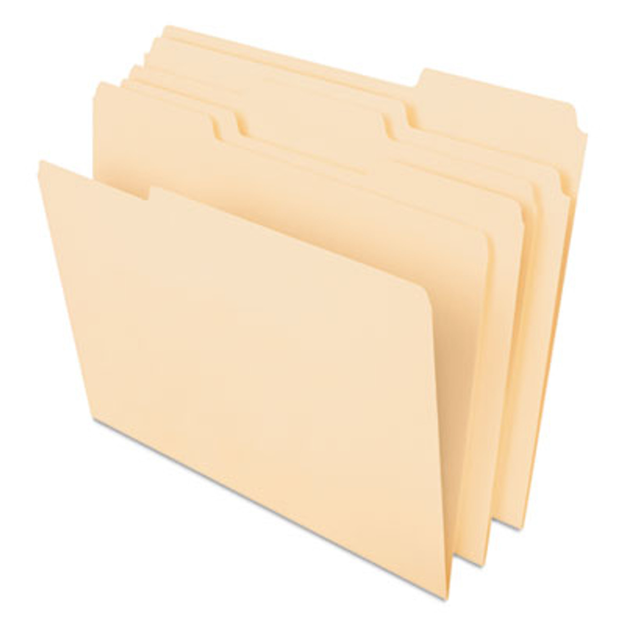 CutLess File Folders, 1/3 Cut Top Tab, Letter, Manila, 100/Box