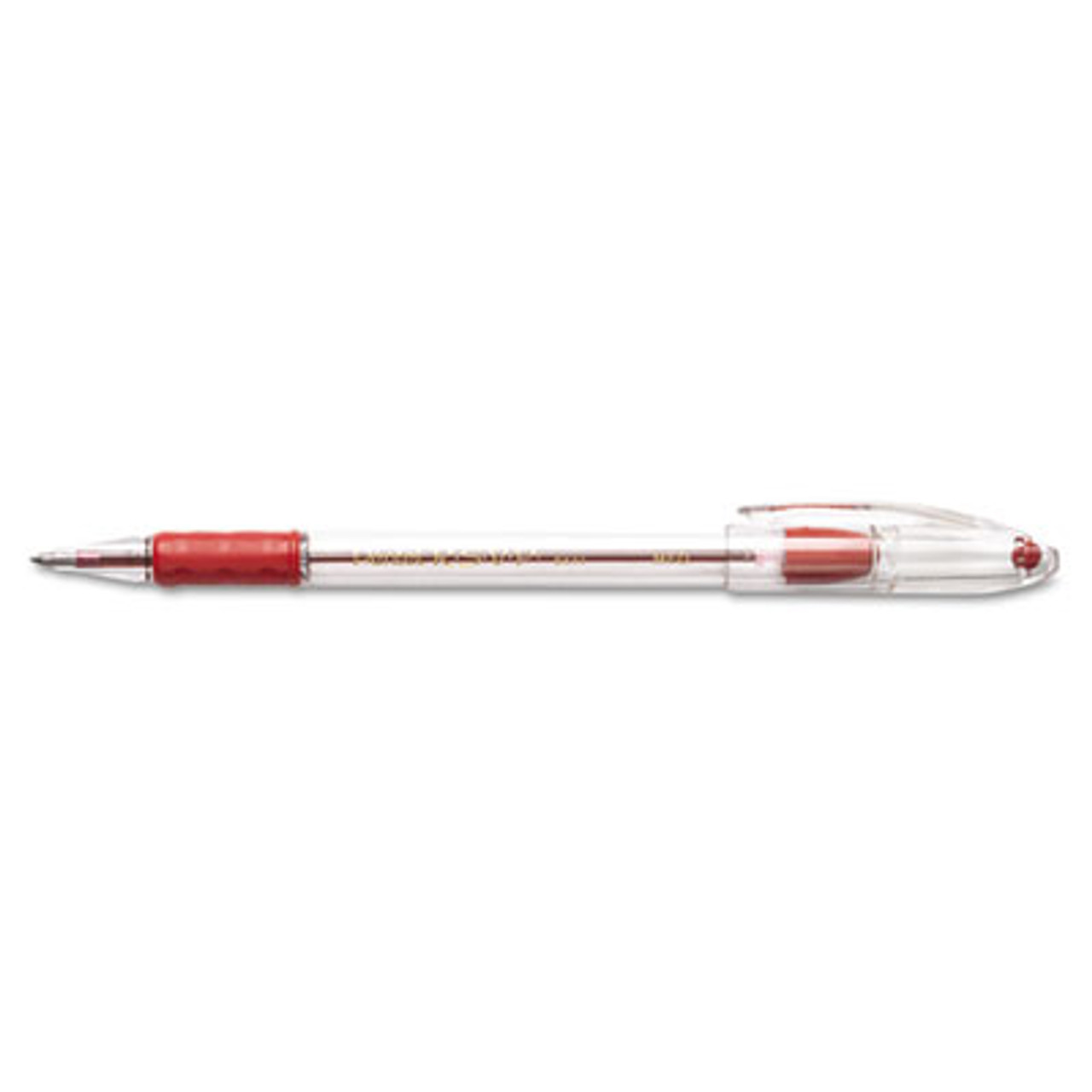 R.S.V.P. Stick Ballpoint Pen, 1mm, Trans Barrel, Red Ink, Dozen