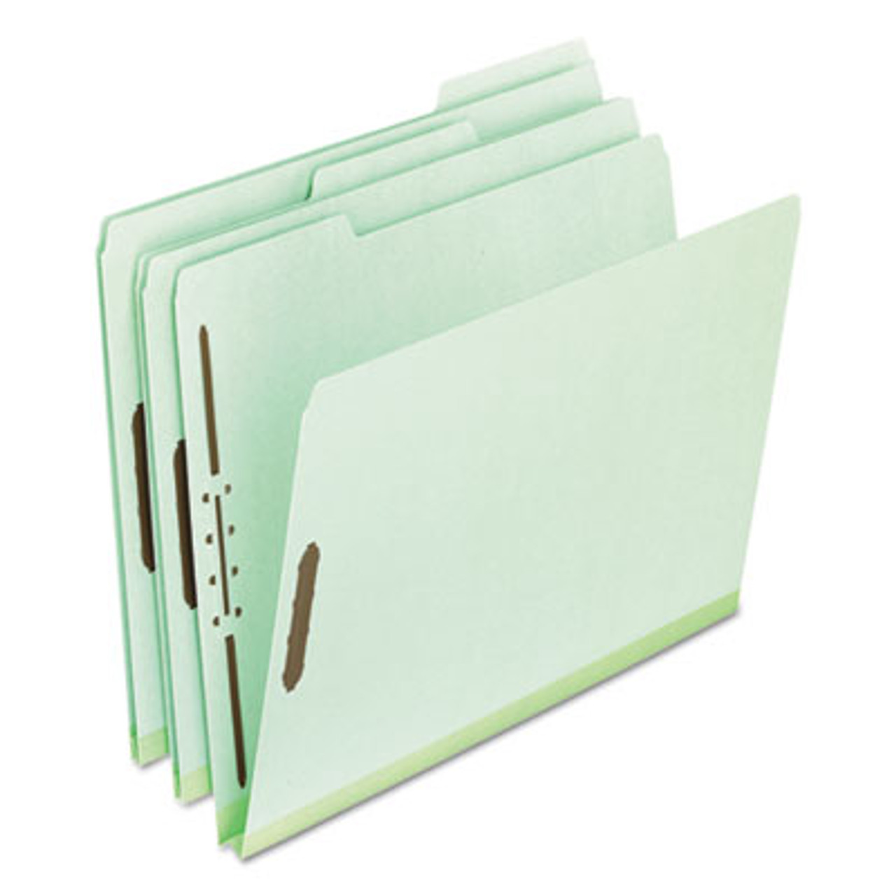 Pressboard Folders, 2 Fasteners, 1" Expansion, 1/3 Cut, Letter, Green, 25/Box