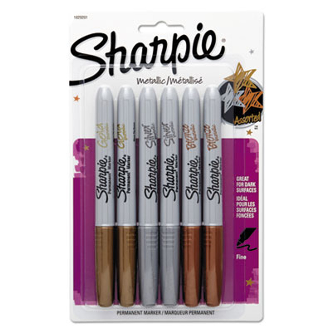 Metallic Permanent Markers, Assorted, 6/Pack