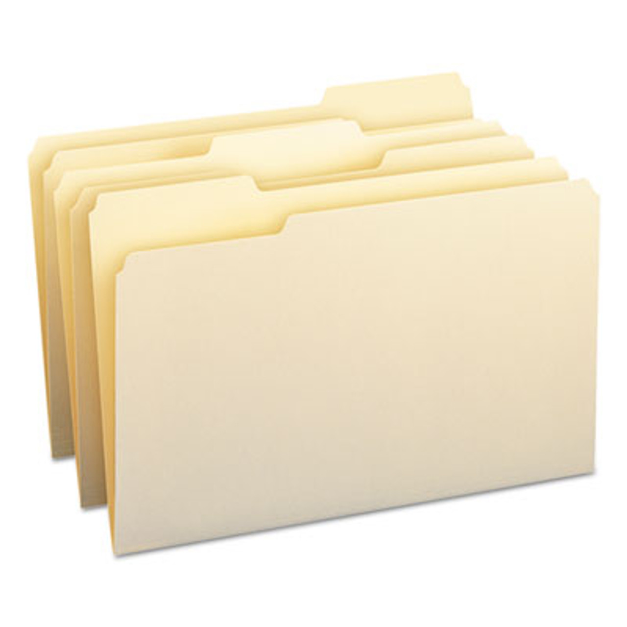 1/3 Cut Assorted Position File Folders, One-Ply Top Tab, Legal, Manila, 100/Box