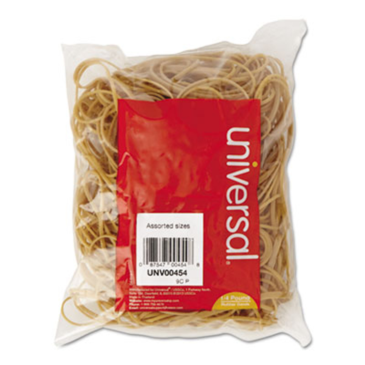 Rubber Bands, Size 54, Assorted Lengths, 1/4lb Pack