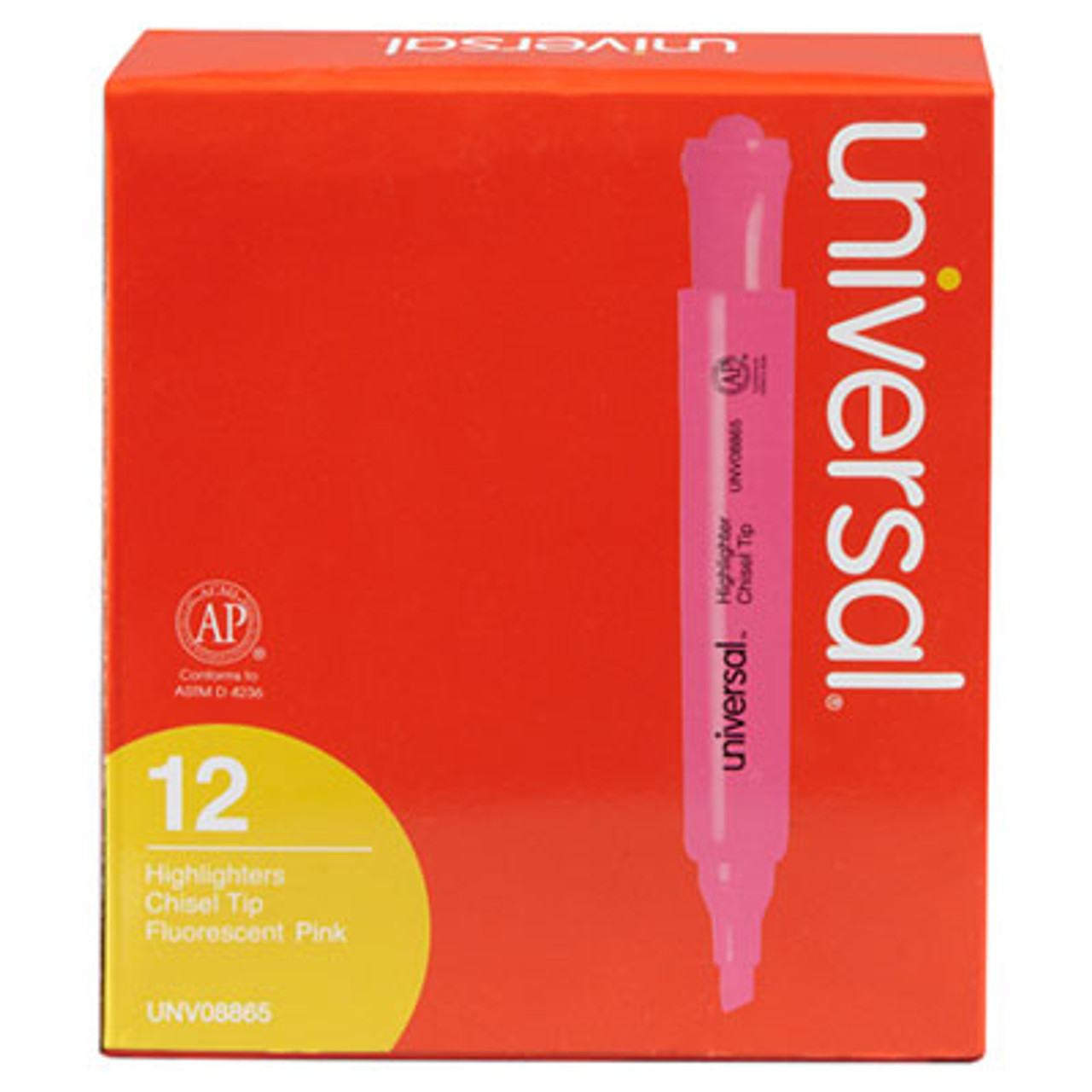 Desk Highlighter, Chisel Tip, Fluorescent Pink, Dozen